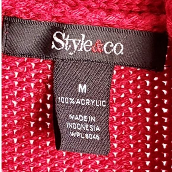 STYLE & CO. RED WATERFALL OPEN FRONT KNIT CARDIGAN SIZE M - Picture 4 of 7